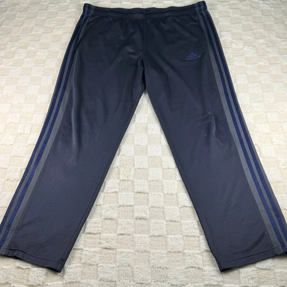 Adidas Mens Dark Gray‎ Track Pants Joggers Athletic Stripes Logo Size L